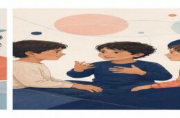 Tre bambini partecipano a uno scambio sociale con tempi e modalità differenti