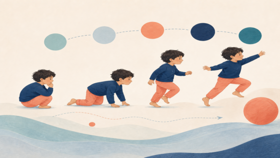 Bambino che organizza progressivamente una sequenza motoria, dall’idea all’azione